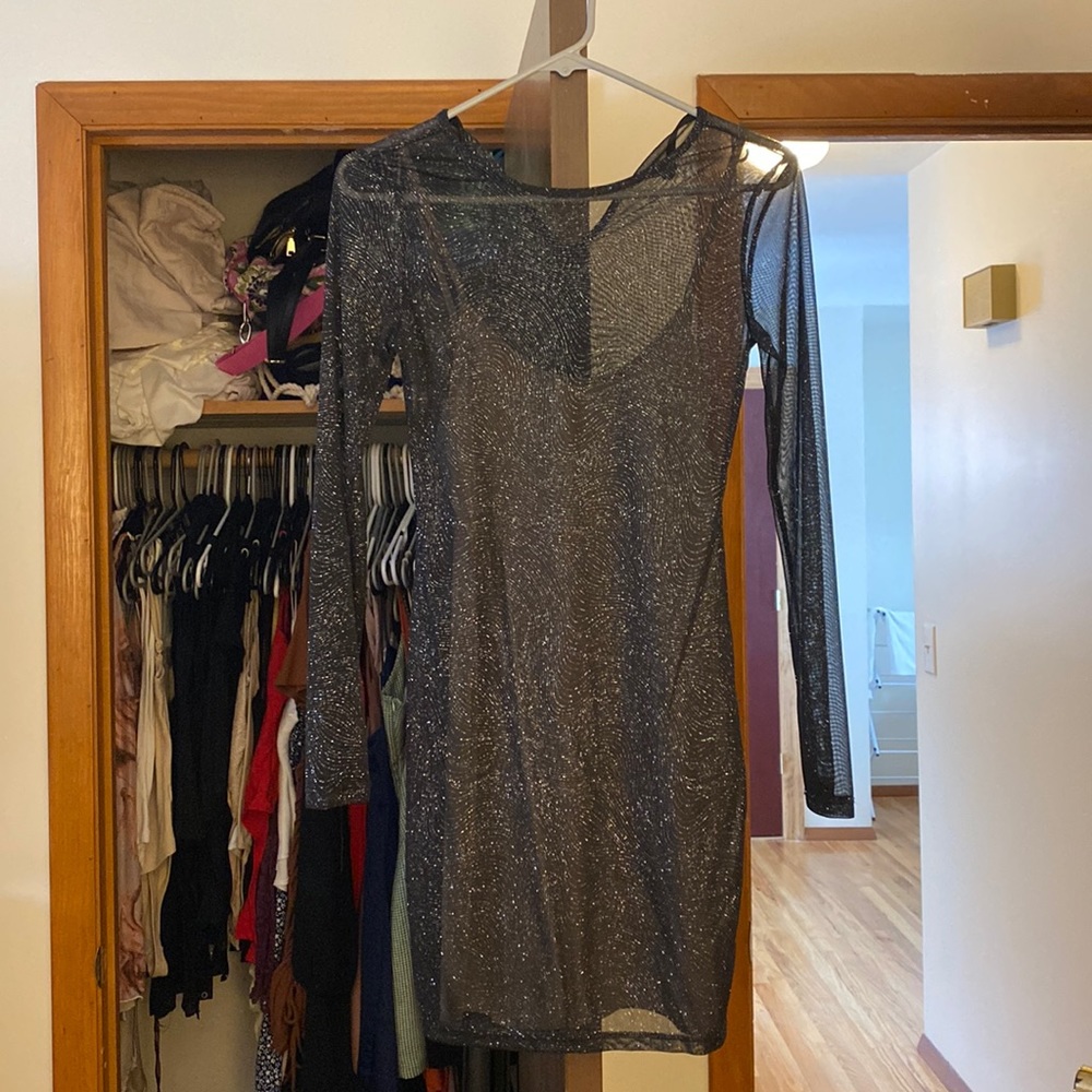 Sparkly long sleeve dress with tank top slip dress underneath! Never worn